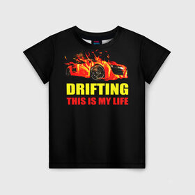 Детская футболка 3D с принтом Drifting в Екатеринбурге, 100% гипоаллергенный полиэфир | прямой крой, круглый вырез горловины, длина до линии бедер, чуть спущенное плечо, ткань немного тянется | Тематика изображения на принте: drifting | авто | автомобиль. гонки | дрифтинг