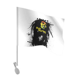 Флаг для автомобиля с принтом Bob Marley в Екатеринбурге, 100% полиэстер | Размер: 30*21 см | bob marley | боб марли | музыка | регги | ямайка