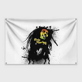Флаг-баннер с принтом Bob Marley в Екатеринбурге, 100% полиэстер | размер 67 х 109 см, плотность ткани — 95 г/м2; по краям флага есть четыре люверса для крепления | Тематика изображения на принте: bob marley | боб марли | музыка | регги | ямайка
