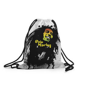 Рюкзак-мешок 3D с принтом Bob Marley в Екатеринбурге, 100% полиэстер | плотность ткани — 200 г/м2, размер — 35 х 45 см; лямки — толстые шнурки, застежка на шнуровке, без карманов и подкладки | bob marley | боб марли | музыка | регги | ямайка