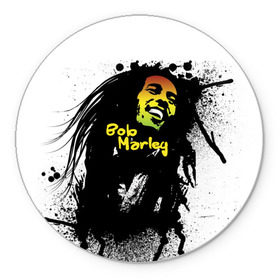 Коврик круглый с принтом Bob Marley в Екатеринбурге, резина и полиэстер | круглая форма, изображение наносится на всю лицевую часть | bob marley | боб марли | музыка | регги | ямайка