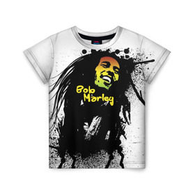 Детская футболка 3D с принтом Bob Marley в Екатеринбурге, 100% гипоаллергенный полиэфир | прямой крой, круглый вырез горловины, длина до линии бедер, чуть спущенное плечо, ткань немного тянется | Тематика изображения на принте: bob marley | боб марли | музыка | регги | ямайка