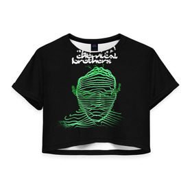 Женская футболка 3D укороченная с принтом Chemical Brothers в Екатеринбурге, 100% полиэстер | круглая горловина, длина футболки до линии талии, рукава с отворотами | big beat | chemical brothers | биг бит | бигбит | кемикал бразерс | электронная | электронная музыка