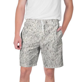 Мужские шорты 3D с принтом Белый мех в Екатеринбурге,  полиэстер 100% | прямой крой, два кармана без застежек по бокам. Мягкая трикотажная резинка на поясе, внутри которой широкие завязки. Длина чуть выше колен | шерсть