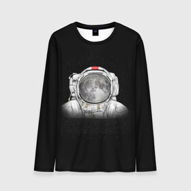 Мужской лонгслив 3D с принтом Космонавт 1 в Екатеринбурге, 100% полиэстер | длинные рукава, круглый вырез горловины, полуприлегающий силуэт | astro | moon | space monkey | star | stars | астронавт | звезды | земля | космонавт | космос | луна | скафандр