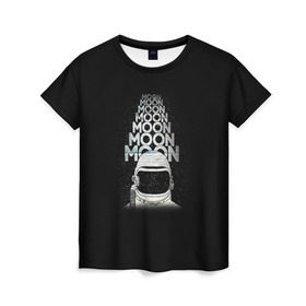 Женская футболка 3D с принтом Космонавт 2 в Екатеринбурге, 100% полиэфир ( синтетическое хлопкоподобное полотно) | прямой крой, круглый вырез горловины, длина до линии бедер | astro | moon | space monkey | star | stars | астронавт | звезды | земля | космонавт | космос | луна | скафандр