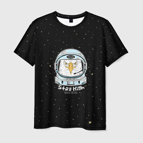Мужская футболка 3D с принтом Космонавт 7 в Екатеринбурге, 100% полиэфир | прямой крой, круглый вырез горловины, длина до линии бедер | astro | moon | space monkey | star | stars | астронавт | животные | звезды | земля | космонавт | космос | луна | скафандр