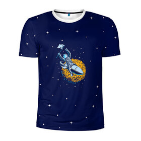 Мужская футболка 3D спортивная с принтом Космонавт 10 в Екатеринбурге, 100% полиэстер с улучшенными характеристиками | приталенный силуэт, круглая горловина, широкие плечи, сужается к линии бедра | astro | moon | space monkey | star | stars | астронавт | звезды | земля | космонавт | космос | луна | скафандр