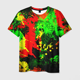 Мужская футболка 3D с принтом Пятна красок в Екатеринбурге, 100% полиэфир | прямой крой, круглый вырез горловины, длина до линии бедер | брызги | кляксы | разноцветный | яркий