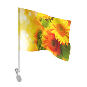 Флаг для автомобиля с принтом Подсолнух в Екатеринбурге, 100% полиэстер | Размер: 30*21 см | желтая | подсолнух | поле | природа | цветы