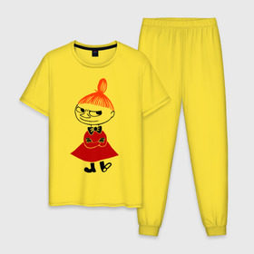 Мужская пижама хлопок с принтом Малышка Мю в Екатеринбурге, 100% хлопок | брюки и футболка прямого кроя, без карманов, на брюках мягкая резинка на поясе и по низу штанин
 | муми тролль