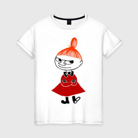 Женская футболка хлопок с принтом Малышка Мю в Екатеринбурге, 100% хлопок | прямой крой, круглый вырез горловины, длина до линии бедер, слегка спущенное плечо | муми тролль
