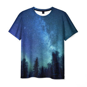 Мужская футболка 3D с принтом Космос в Екатеринбурге, 100% полиэфир | прямой крой, круглый вырез горловины, длина до линии бедер | space | галактика | звёзды | космос | небо | ночное небо | ночь | северное сияние