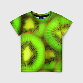 Детская футболка 3D с принтом Киви в Екатеринбурге, 100% гипоаллергенный полиэфир | прямой крой, круглый вырез горловины, длина до линии бедер, чуть спущенное плечо, ткань немного тянется | 3д | зеленая | киви | красота | фрукт