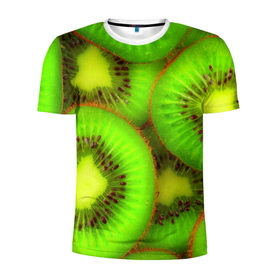 Мужская футболка 3D спортивная с принтом Киви в Екатеринбурге, 100% полиэстер с улучшенными характеристиками | приталенный силуэт, круглая горловина, широкие плечи, сужается к линии бедра | 3д | зеленая | киви | красота | фрукт