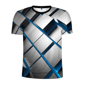 Мужская футболка 3D спортивная с принтом Текстура в Екатеринбурге, 100% полиэстер с улучшенными характеристиками | приталенный силуэт, круглая горловина, широкие плечи, сужается к линии бедра | квадраты | кубы | серый