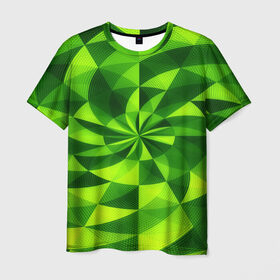 Мужская футболка 3D с принтом Текстура в Екатеринбурге, 100% полиэфир | прямой крой, круглый вырез горловины, длина до линии бедер | 3д | абстракция | зеленая | квадраты | новые | популярные | текстура