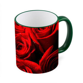 Кружка 3D с принтом Розы в Екатеринбурге, керамика | ёмкость 330 мл | красная | роза | роса | цветок