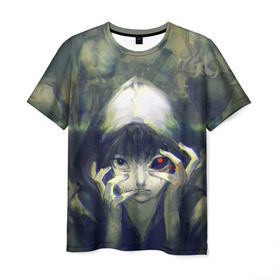 Мужская футболка 3D с принтом Глаз в Екатеринбурге, 100% полиэфир | прямой крой, круглый вырез горловины, длина до линии бедер | anime | ghoul | tokyo | tokyo ghoul | гуль | канеки | кен