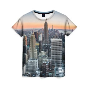 Женская футболка 3D с принтом Америка в Екатеринбурге, 100% полиэфир ( синтетическое хлопкоподобное полотно) | прямой крой, круглый вырез горловины, длина до линии бедер | america | empire state building | new york | usa | америка | высотки | мегаполис | нью йорк | сша | штаты
