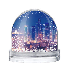 Снежный шар с принтом Ночная Москва в Екатеринбурге, Пластик | Изображение внутри шара печатается на глянцевой фотобумаге с двух сторон | город | москва сити | пейзаж
