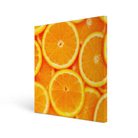 Холст квадратный с принтом Апельсины в Екатеринбурге, 100% ПВХ |  | Тематика изображения на принте: апельсин | долька | цитрус