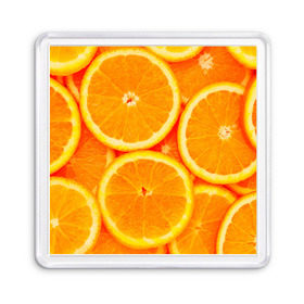 Магнит 55*55 с принтом Апельсины в Екатеринбурге, Пластик | Размер: 65*65 мм; Размер печати: 55*55 мм | Тематика изображения на принте: апельсин | долька | цитрус