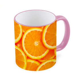 Кружка 3D с принтом Апельсины в Екатеринбурге, керамика | ёмкость 330 мл | Тематика изображения на принте: апельсин | долька | цитрус