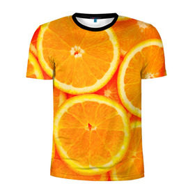 Мужская футболка 3D спортивная с принтом Апельсины в Екатеринбурге, 100% полиэстер с улучшенными характеристиками | приталенный силуэт, круглая горловина, широкие плечи, сужается к линии бедра | апельсин | долька | цитрус