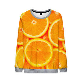 Мужской свитшот 3D с принтом Апельсины в Екатеринбурге, 100% полиэстер с мягким внутренним слоем | круглый вырез горловины, мягкая резинка на манжетах и поясе, свободная посадка по фигуре | апельсин | долька | цитрус