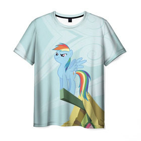 Мужская футболка 3D с принтом Rainbow в Екатеринбурге, 100% полиэфир | прямой крой, круглый вырез горловины, длина до линии бедер | my little pony | луна | пинки пай | пони | рарити | рейнбоу дэш | селестия | сумеречная искорка | флаттершай | эплджек