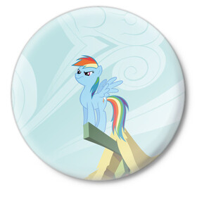 Значок с принтом Rainbow в Екатеринбурге,  металл | круглая форма, металлическая застежка в виде булавки | my little pony | луна | пинки пай | пони | рарити | рейнбоу дэш | селестия | сумеречная искорка | флаттершай | эплджек