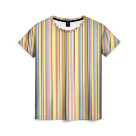 Женская футболка 3D с принтом Полоски в Екатеринбурге, 100% полиэфир ( синтетическое хлопкоподобное полотно) | прямой крой, круглый вырез горловины, длина до линии бедер | полоски | полосы | разноцветные | текстура