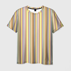 Мужская футболка 3D с принтом Полоски в Екатеринбурге, 100% полиэфир | прямой крой, круглый вырез горловины, длина до линии бедер | полоски | полосы | разноцветные | текстура
