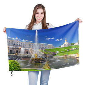 Флаг 3D с принтом Петергоф в Екатеринбурге, 100% полиэстер | плотность ткани — 95 г/м2, размер — 67 х 109 см. Принт наносится с одной стороны | russia | saint petersburg | интеллигенция | культурная столица | мосты | нева | петергоф | питер | россия | санкт петербург | фантаны | финский залив | хипстер