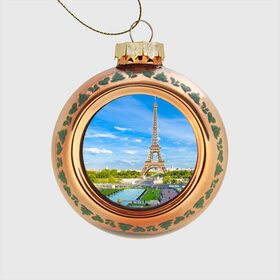 Стеклянный ёлочный шар с принтом Париж в Екатеринбурге, Стекло | Диаметр: 80 мм | france | paris | париж | франция | эйфелева башня