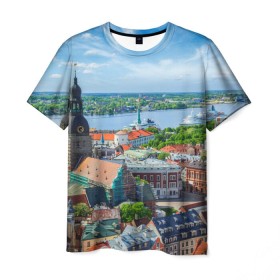 Мужская футболка 3D с принтом Рига в Екатеринбурге, 100% полиэфир | прямой крой, круглый вырез горловины, длина до линии бедер | latvia | riga | европа | евросоюз | ес | латвия | отпуск | путешествия | рига | туризм