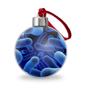 Ёлочный шар с принтом Молекула в Екатеринбурге, Пластик | Диаметр: 77 мм | медицина | микроб | молекула | синяя
