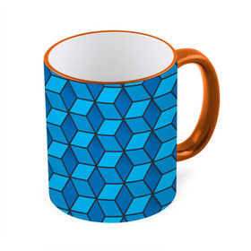 Кружка 3D с принтом Blue cube в Екатеринбурге, керамика | ёмкость 330 мл | Тематика изображения на принте: кубы | паттерн | синий