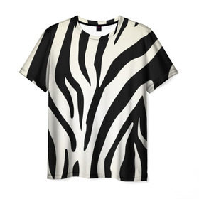 Мужская футболка 3D с принтом Раскрас зебры в Екатеринбурге, 100% полиэфир | прямой крой, круглый вырез горловины, длина до линии бедер | абстракция | арт | животные | зебра | полосы | раскрас