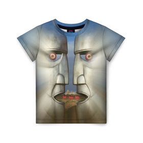 Детская футболка 3D с принтом Pink Floyd. The division bell в Екатеринбурге, 100% гипоаллергенный полиэфир | прямой крой, круглый вырез горловины, длина до линии бедер, чуть спущенное плечо, ткань немного тянется | 