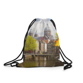 Рюкзак-мешок 3D с принтом Amsterdam в Екатеринбурге, 100% полиэстер | плотность ткани — 200 г/м2, размер — 35 х 45 см; лямки — толстые шнурки, застежка на шнуровке, без карманов и подкладки | нидерланды | пейзаж