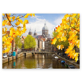 Поздравительная открытка с принтом Amsterdam в Екатеринбурге, 100% бумага | плотность бумаги 280 г/м2, матовая, на обратной стороне линовка и место для марки
 | нидерланды | пейзаж
