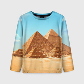 Детский лонгслив 3D с принтом Египет в Екатеринбурге, 100% полиэстер | длинные рукава, круглый вырез горловины, полуприлегающий силуэт
 | africa | cairo | egypt | африка | верблюд | дайвинг | египет | жара | зной | каир | каникулы | отдых | отпуск | песок | пирамида хеопса | пирамиды | пустыня | солнце | туризм | хургада