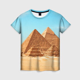 Женская футболка 3D с принтом Египет в Екатеринбурге, 100% полиэфир ( синтетическое хлопкоподобное полотно) | прямой крой, круглый вырез горловины, длина до линии бедер | africa | cairo | egypt | африка | верблюд | дайвинг | египет | жара | зной | каир | каникулы | отдых | отпуск | песок | пирамида хеопса | пирамиды | пустыня | солнце | туризм | хургада