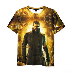 Мужская футболка 3D с принтом Deus Ex в Екатеринбурге, 100% полиэфир | прямой крой, круглый вырез горловины, длина до линии бедер | Тематика изображения на принте: deus ex | human revolution | mankind divided | адам дженсен | деус экс