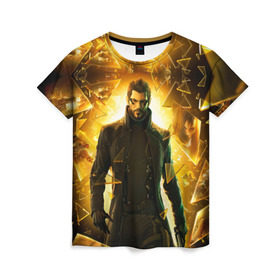 Женская футболка 3D с принтом Deus Ex в Екатеринбурге, 100% полиэфир ( синтетическое хлопкоподобное полотно) | прямой крой, круглый вырез горловины, длина до линии бедер | deus ex | human revolution | mankind divided | адам дженсен | деус экс