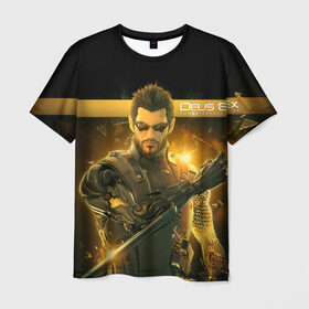 Мужская футболка 3D с принтом Deus Ex в Екатеринбурге, 100% полиэфир | прямой крой, круглый вырез горловины, длина до линии бедер | deus ex | human revolution | mankind divided | адам дженсен | деус экс