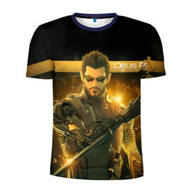 Мужская футболка 3D спортивная с принтом Deus Ex в Екатеринбурге, 100% полиэстер с улучшенными характеристиками | приталенный силуэт, круглая горловина, широкие плечи, сужается к линии бедра | deus ex | human revolution | mankind divided | адам дженсен | деус экс