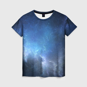 Женская футболка 3D с принтом Космос в Екатеринбурге, 100% полиэфир ( синтетическое хлопкоподобное полотно) | прямой крой, круглый вырез горловины, длина до линии бедер | галактика | звезды | космос | небо | планеты
